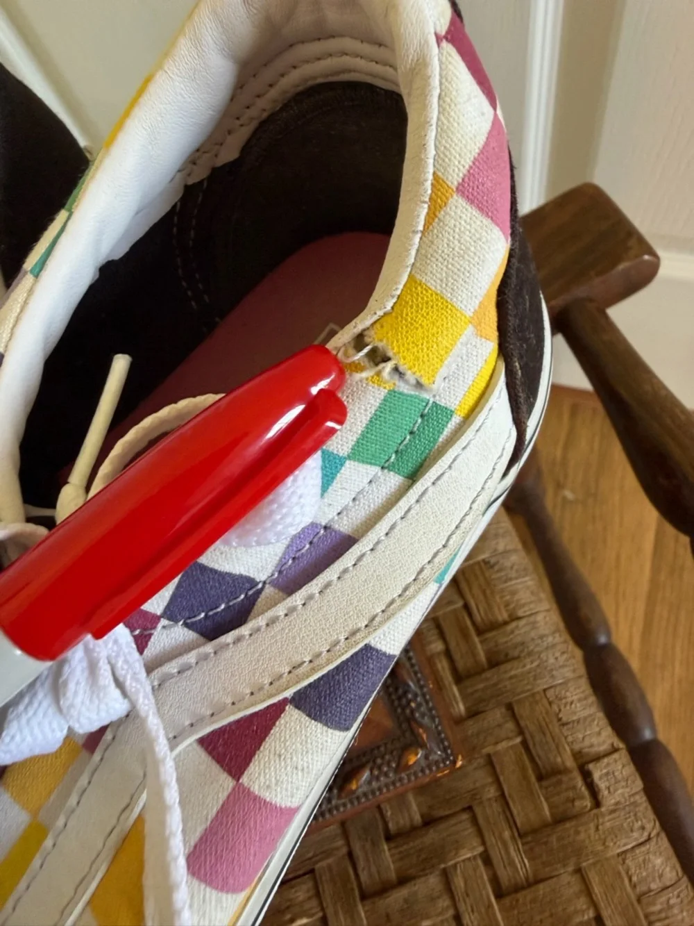Vans Old Skool Colorblock Checkerboard Sneakers Women11 Multicolor Skate Shoes - Picture 7 of 7